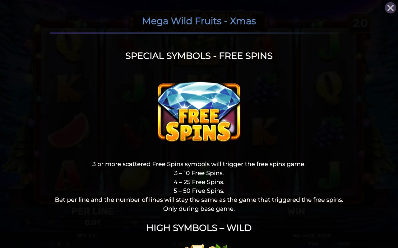 Special symbols - free spins — Mega Wild Fruits Xmas