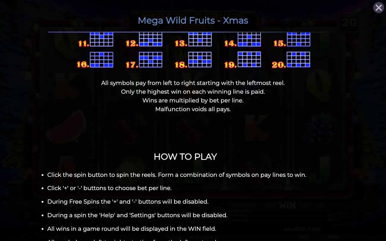 Game rules, page 6 — Mega Wild Fruits Xmas