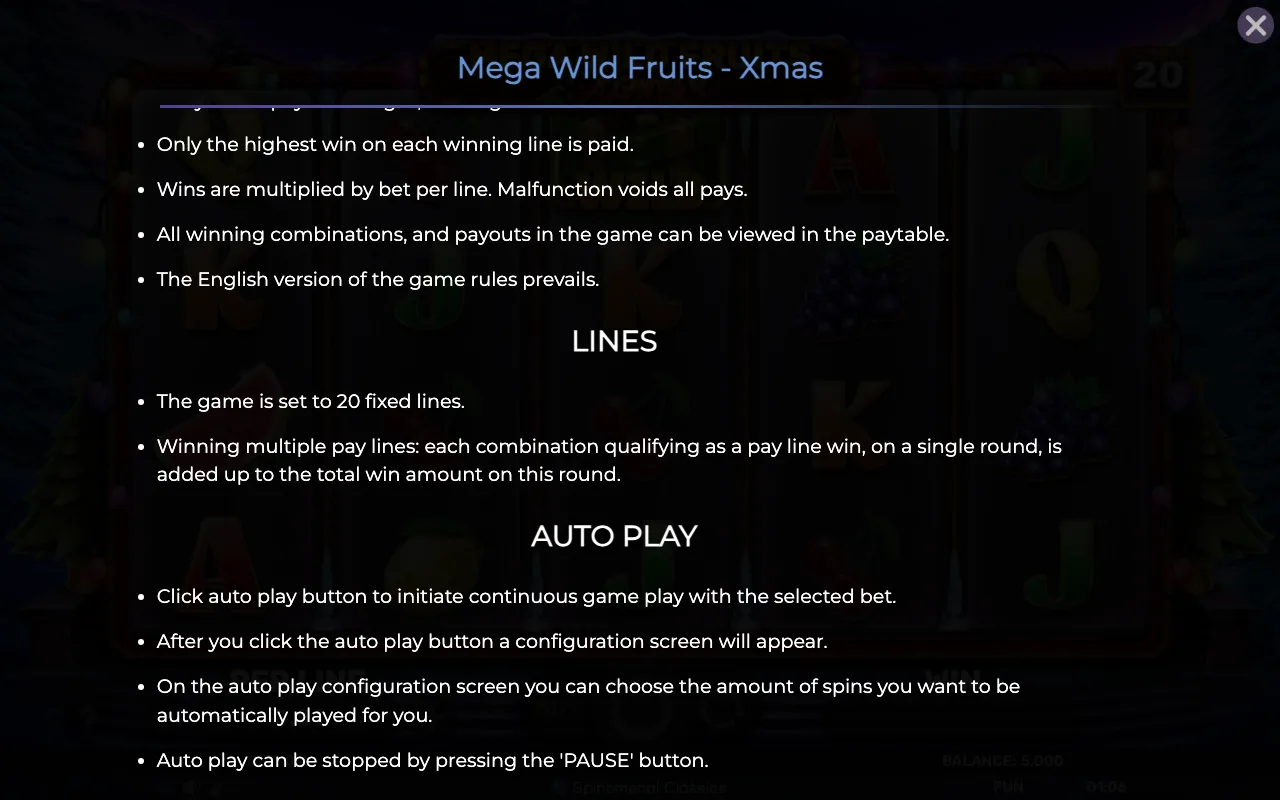 Game rules, page 7 — Mega Wild Fruits Xmas