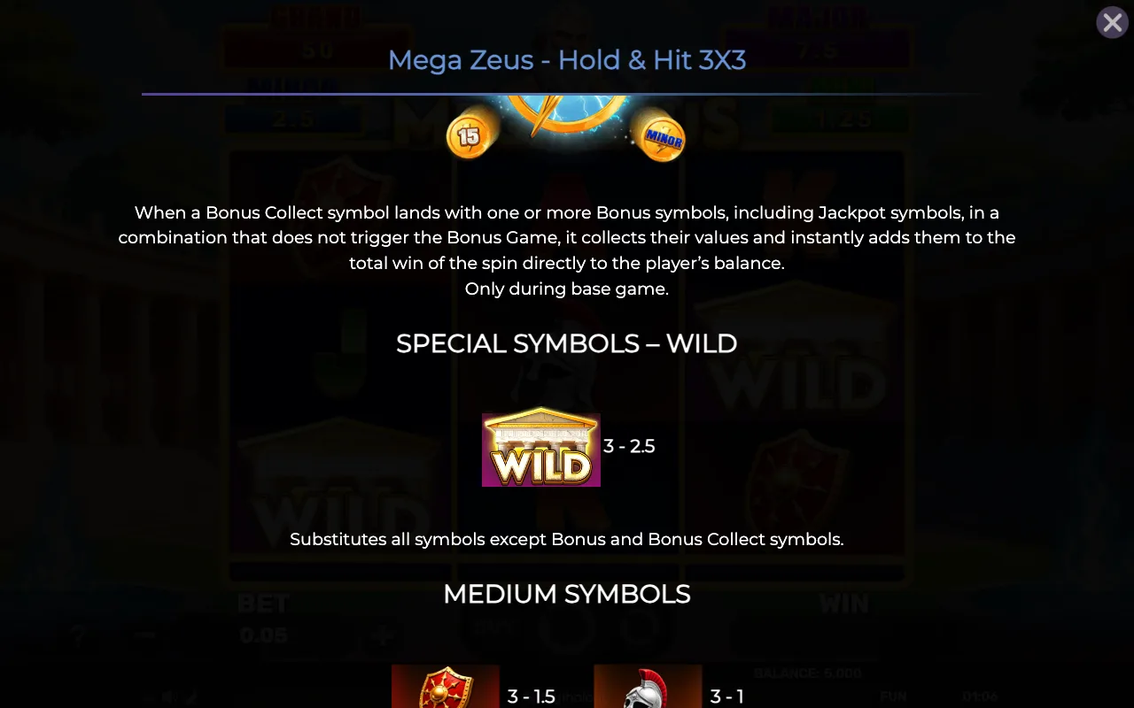 Special symbols - wild — Mega Zeus Hold Hit 3x3