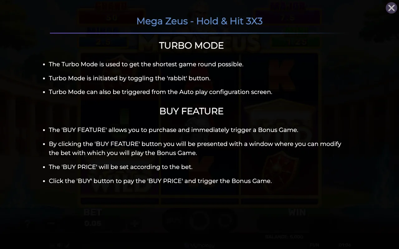 Game rules, page 8 — Mega Zeus Hold Hit 3x3