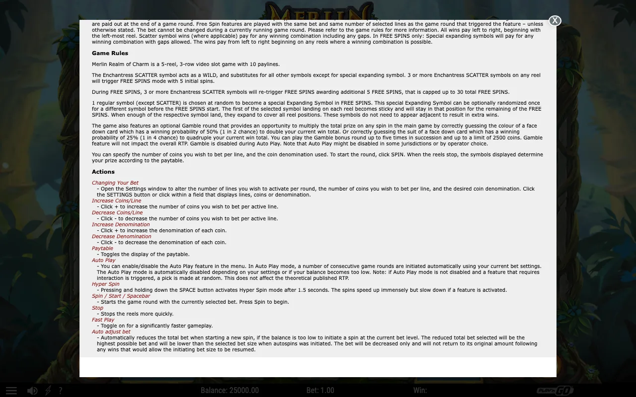 Game rules, page 2 — Merlin Realm of Charm