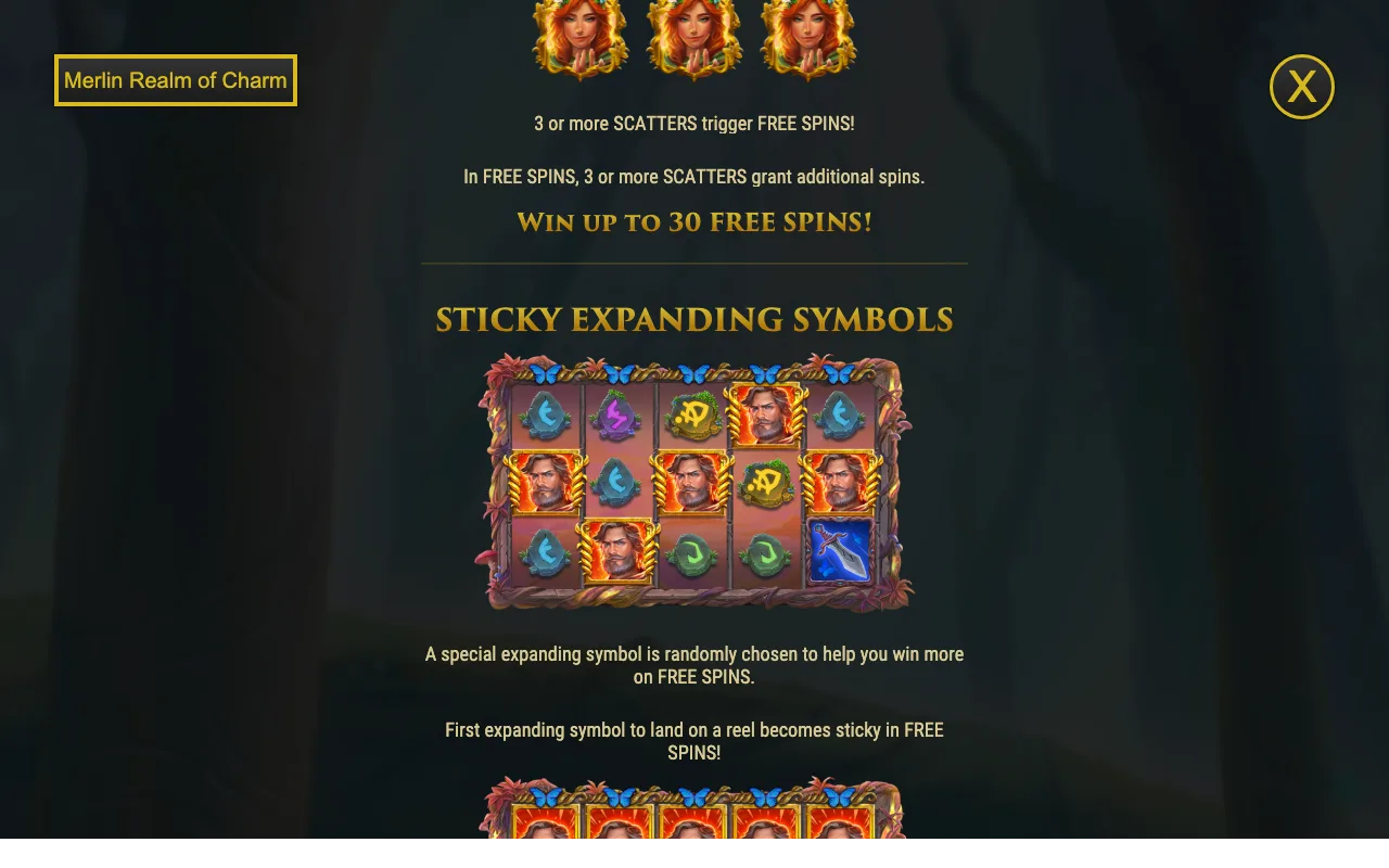 Sticky expanding symbols — Merlin Realm of Charm