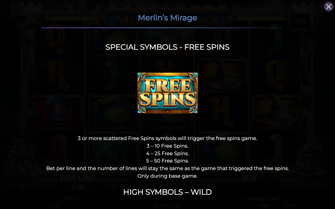 Special symbols - free spins — Merlins Mirage