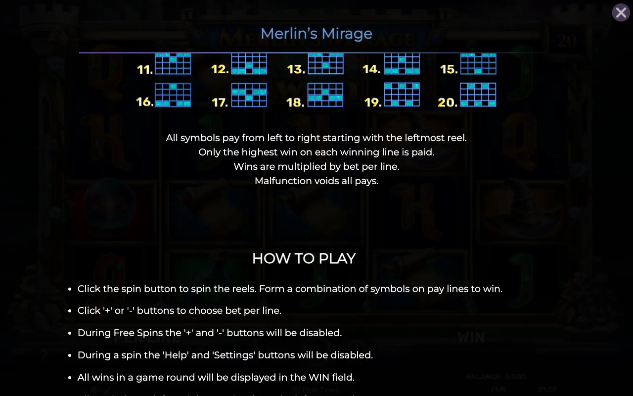 Game rules, page 6 — Merlins Mirage