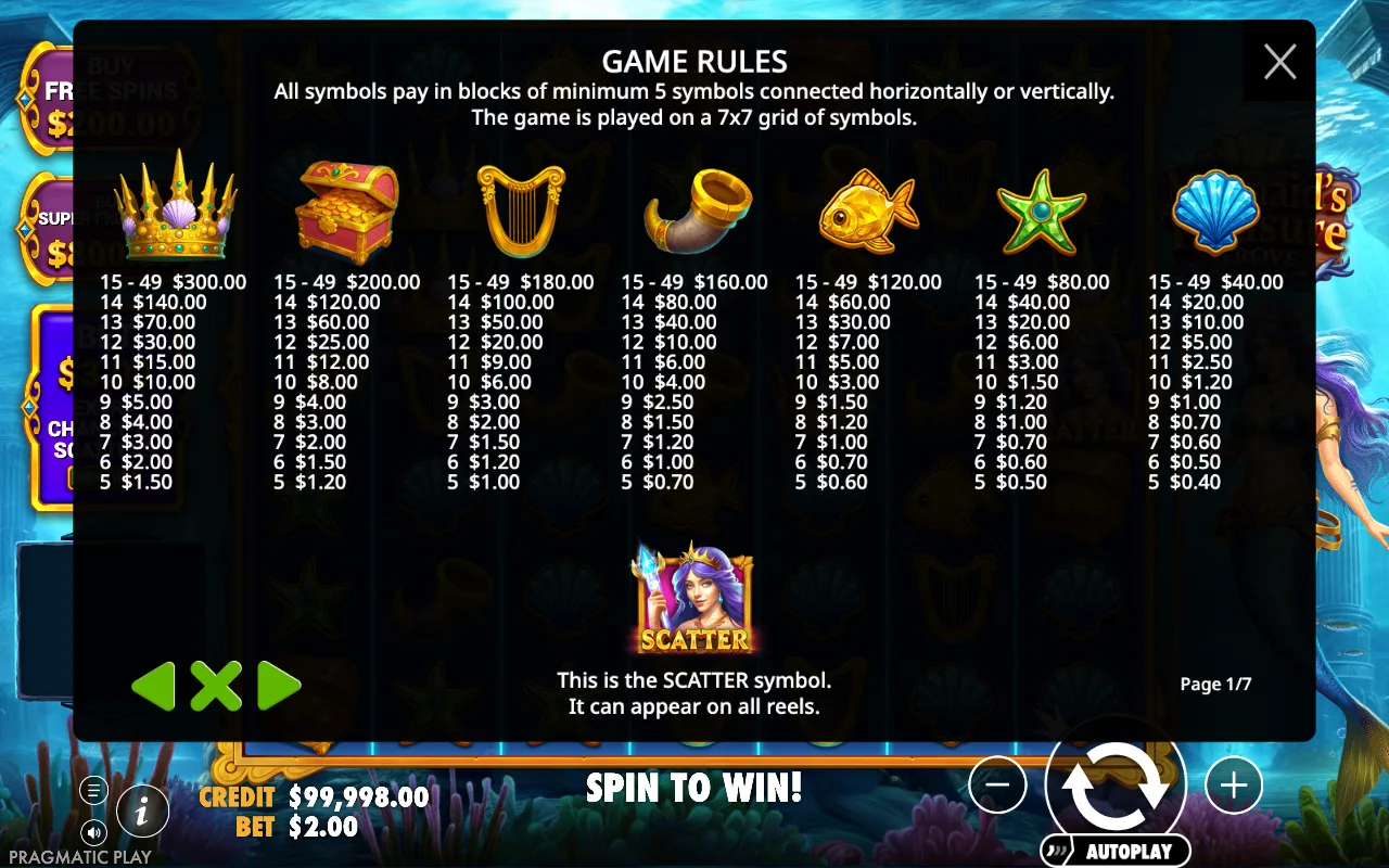 Game rules, page 1 — Mermaid's Treasure Trove