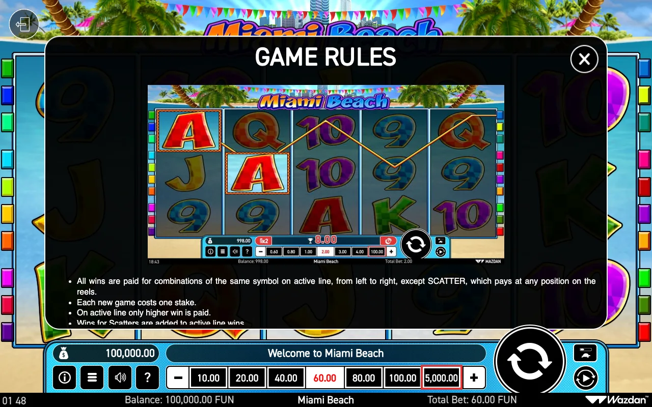 Game rules, page 2 — Miami Beach