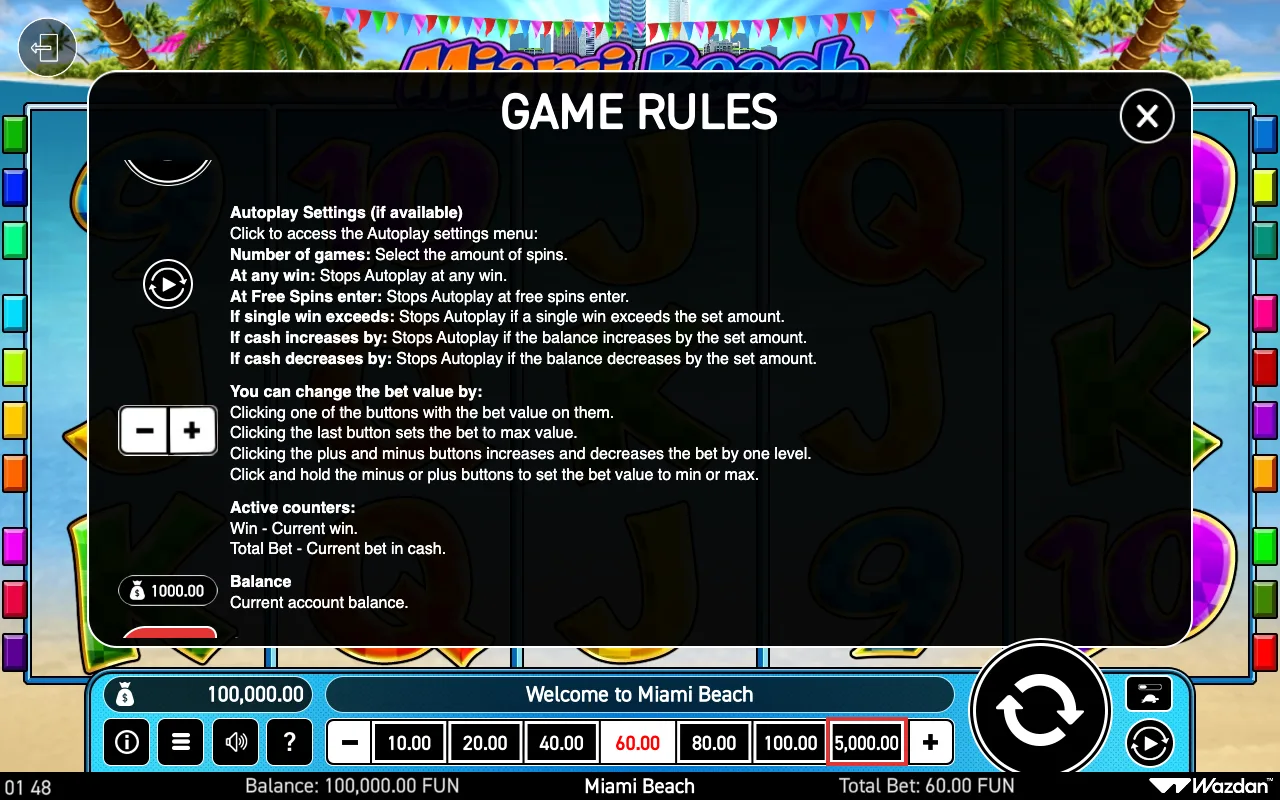 Game rules, page 5 — Miami Beach