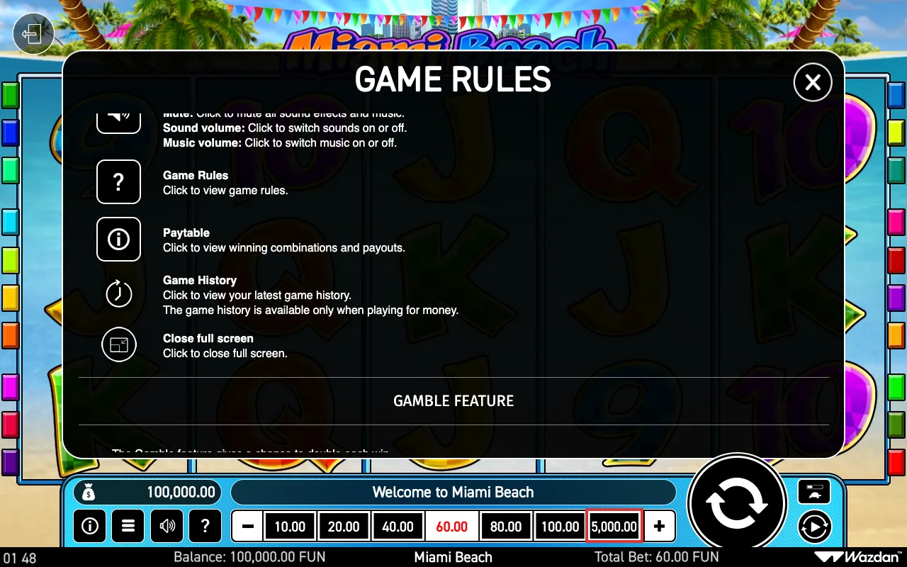 Game rules, page 6 — Miami Beach
