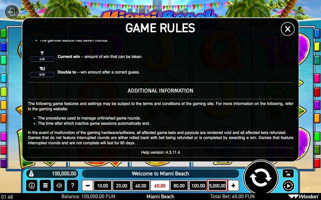 Game rules, page 7 — Miami Beach