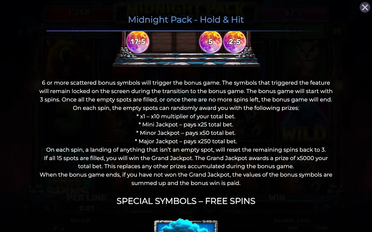 Game rules, page 2 — Midnight Pack Hold Hit