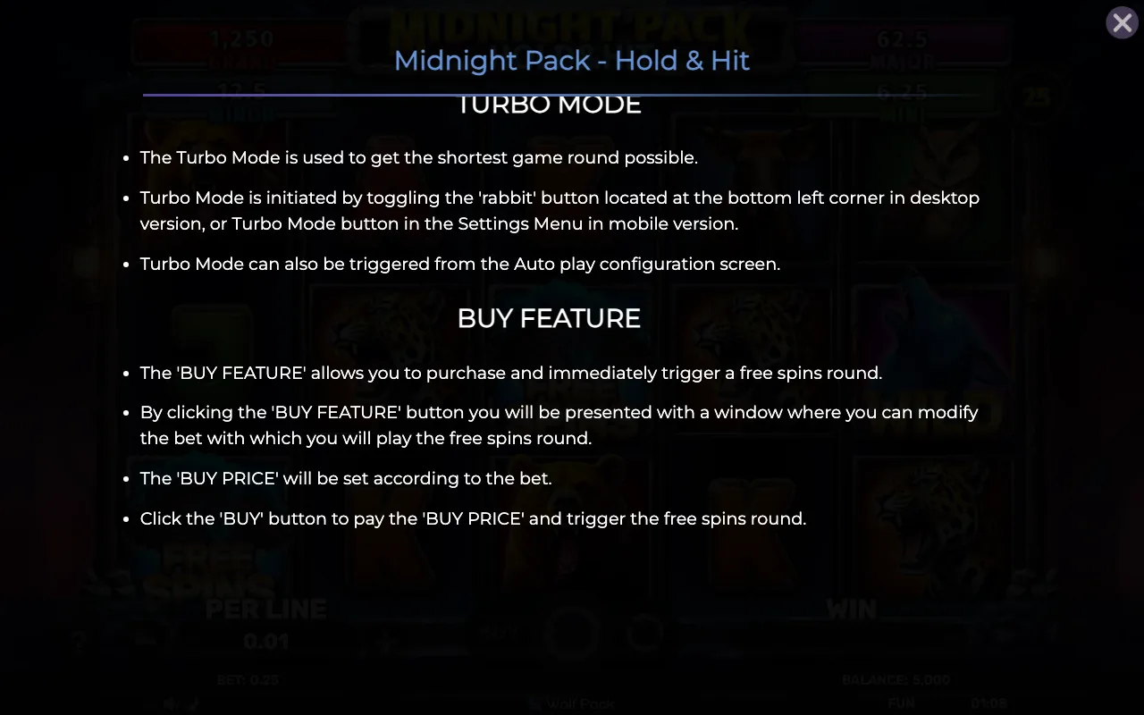 Game rules, page 8 — Midnight Pack Hold Hit