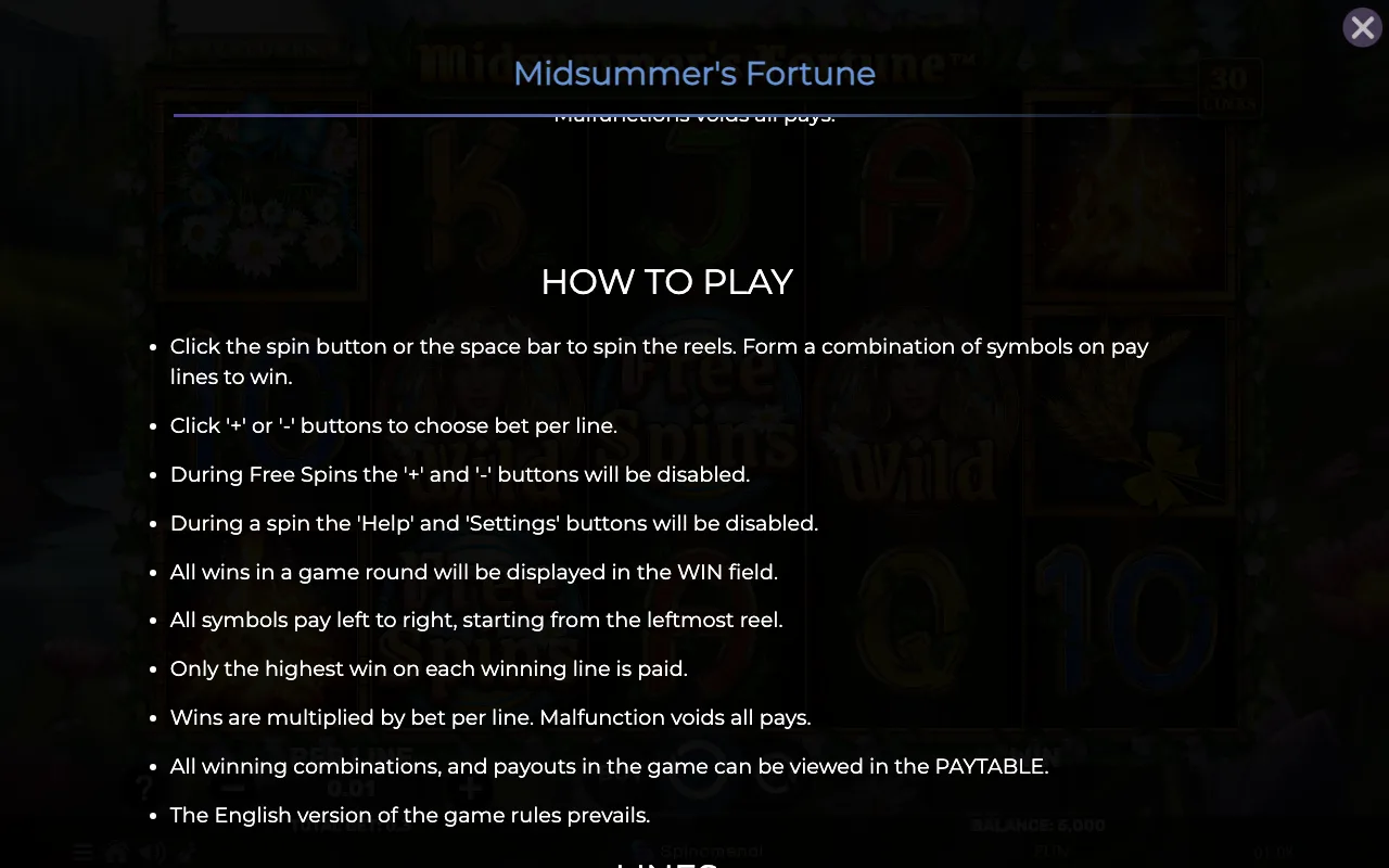 How to play — Midsummers Fortune