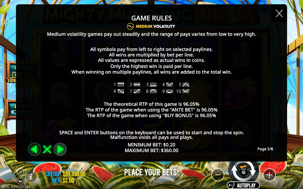 Game rules — Mighty Munching Melons