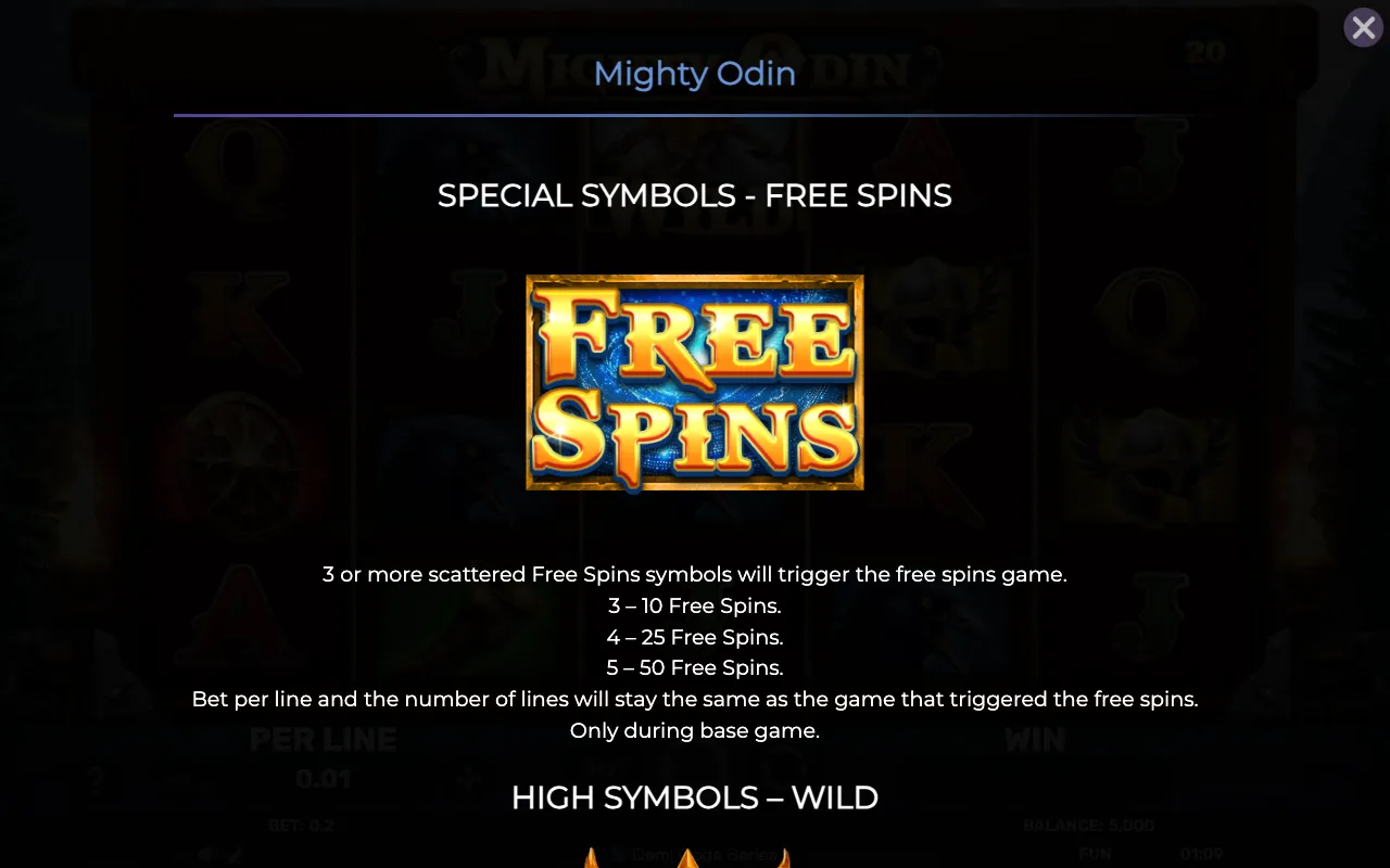 Special symbols - free spins — Mighty Odin