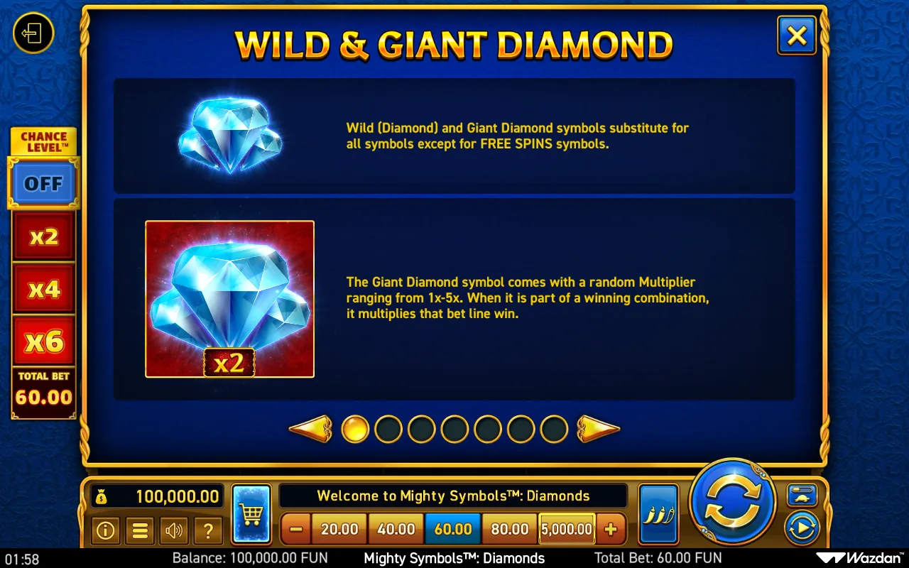 Game rules, page 1 — Mighty Symbols Diamonds