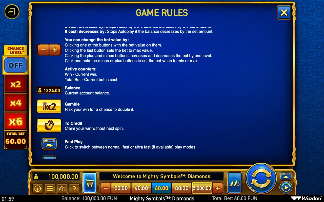 Game rules, page 11 — Mighty Symbols Diamonds