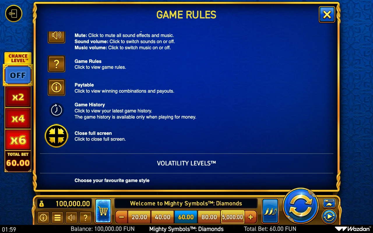 Game rules, page 12 — Mighty Symbols Diamonds