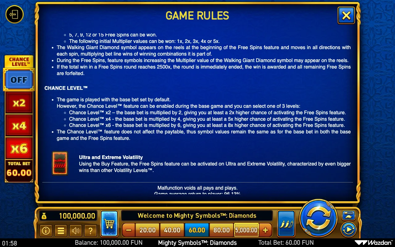 Game rules, page 9 — Mighty Symbols Diamonds