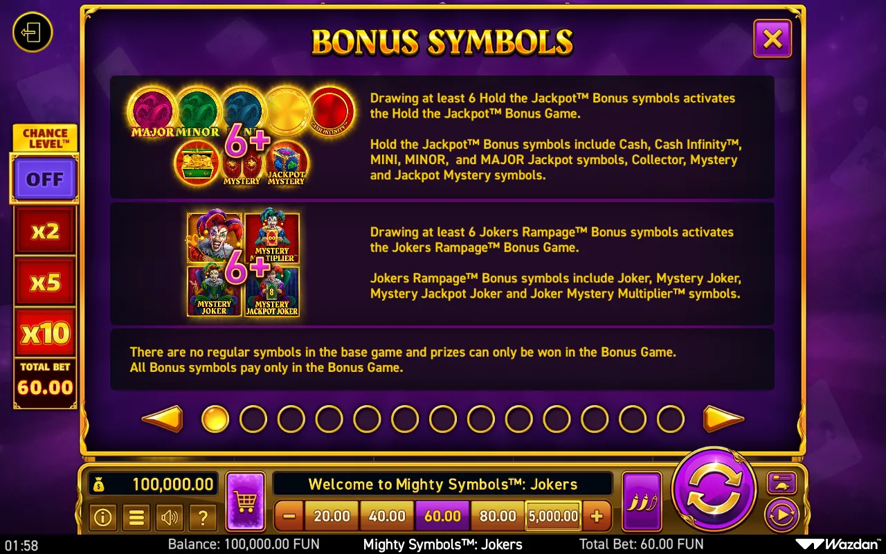 Game rules, page 1 — Mighty Symbols Jokers