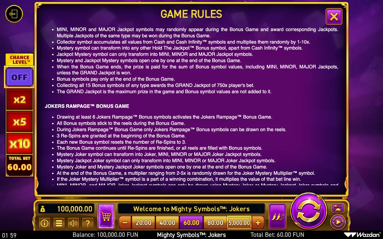 Game rules, page 14 — Mighty Symbols Jokers
