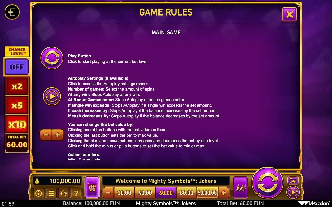 Game rules, page 16 — Mighty Symbols Jokers