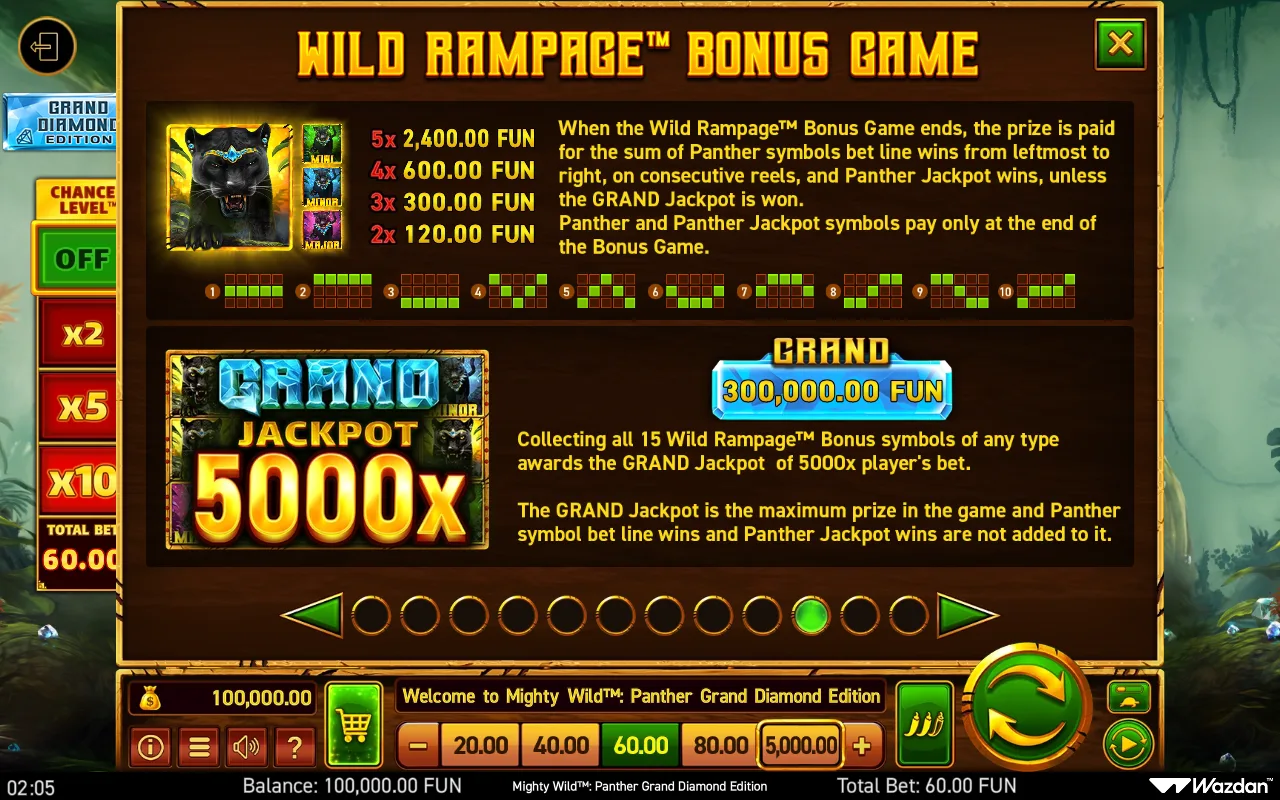 Game rules, page 10 — Mighty Wild Panther Grand Diamond Edition