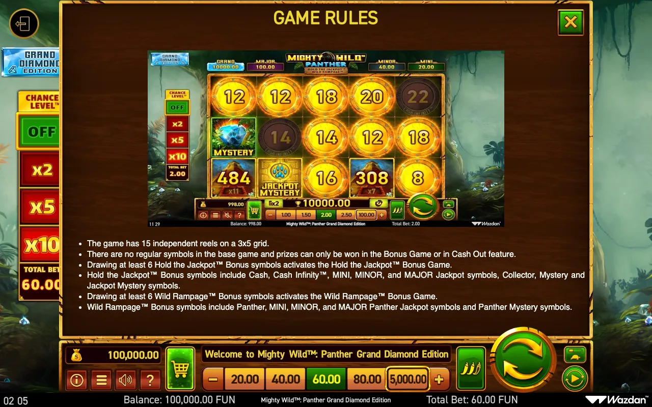 Game rules, page 13 — Mighty Wild Panther Grand Diamond Edition