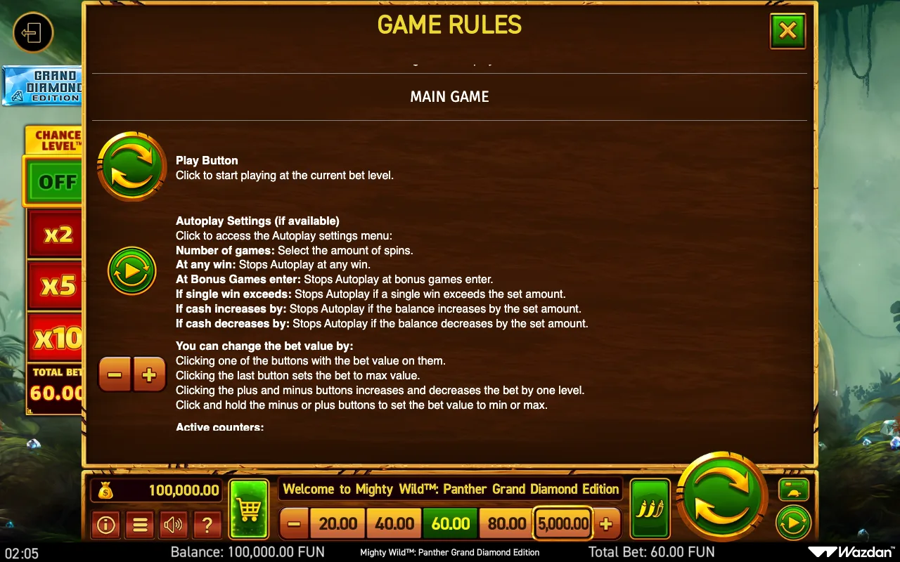 Game rules, page 16 — Mighty Wild Panther Grand Diamond Edition