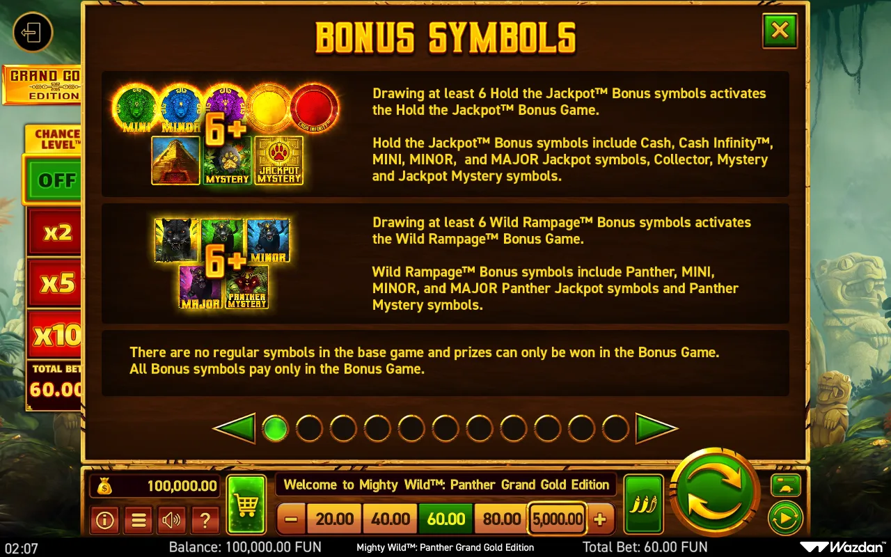 Game rules, page 1 — Mighty Wild Panther Grand Gold Edition