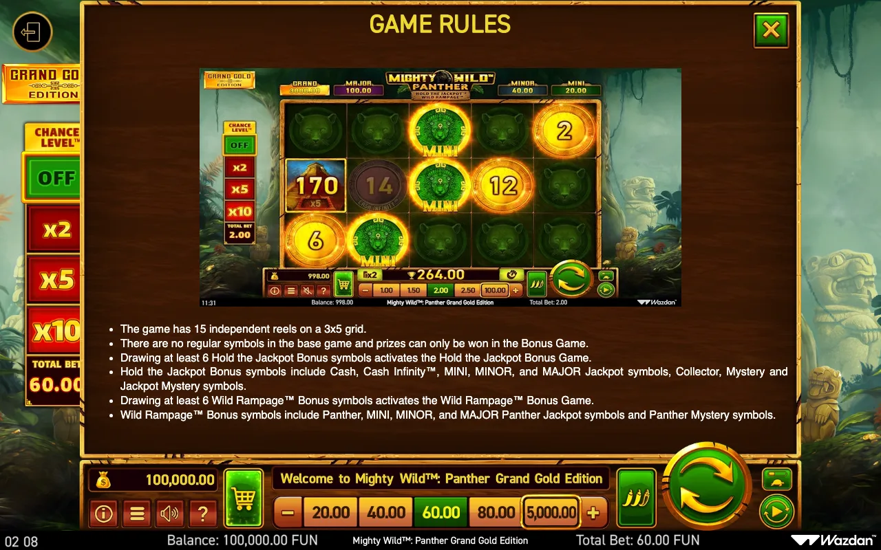 Game rules, page 12 — Mighty Wild Panther Grand Gold Edition