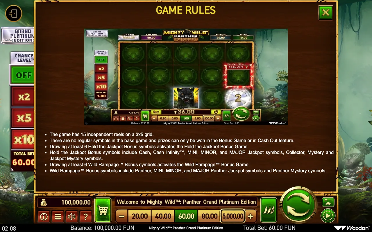 Game rules, page 13 — Mighty Wild Panther Grand Platinum Edition