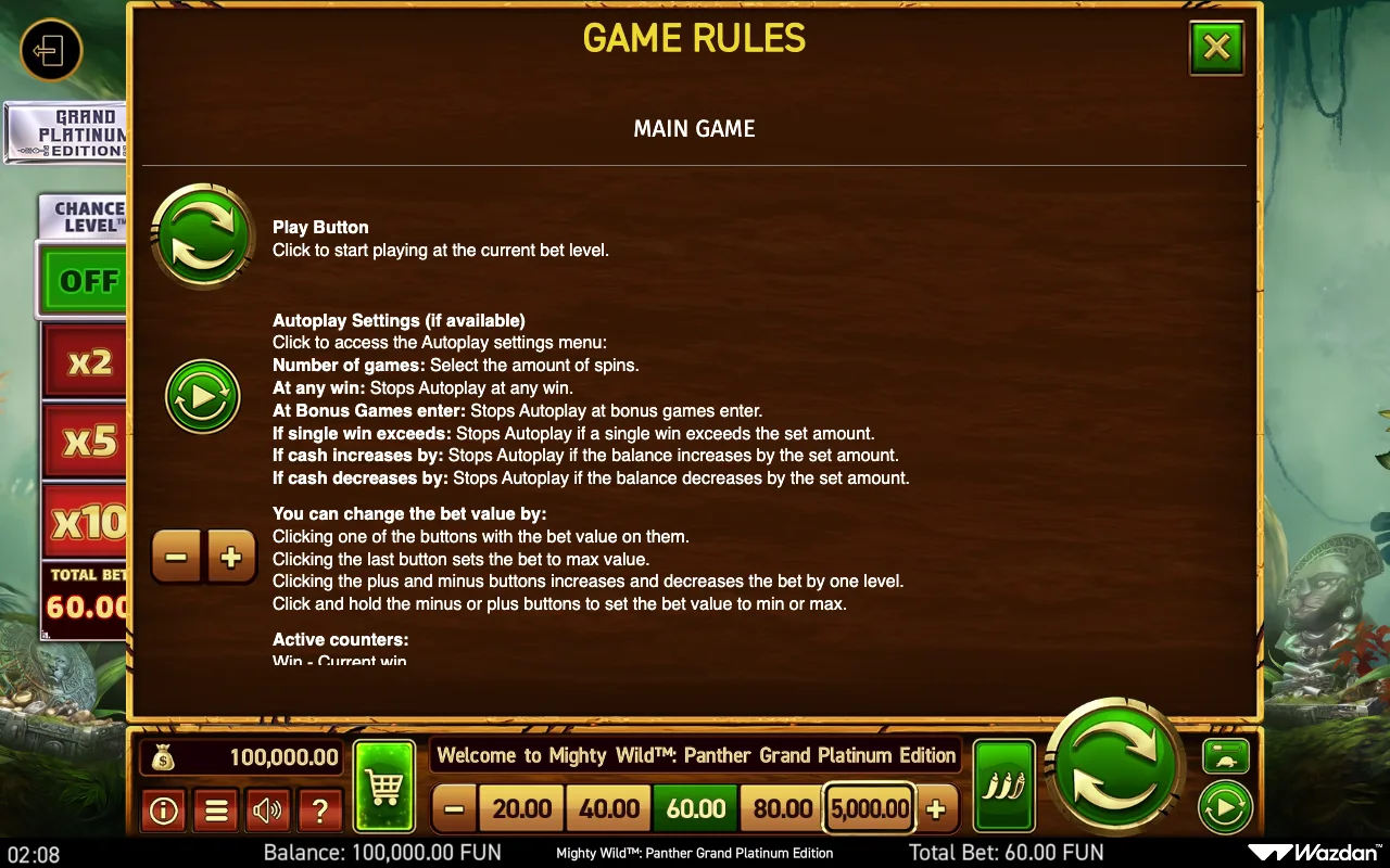 Game rules, page 16 — Mighty Wild Panther Grand Platinum Edition
