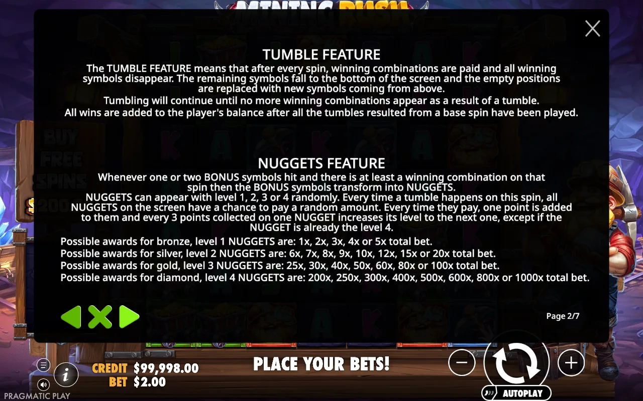 Tumble feature — Mining Rush