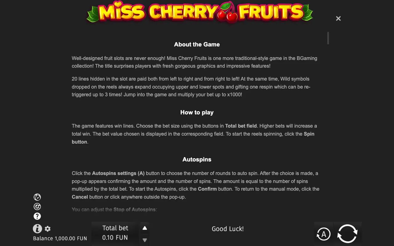 Game rules, page 6 — Miss Cherry Fruits