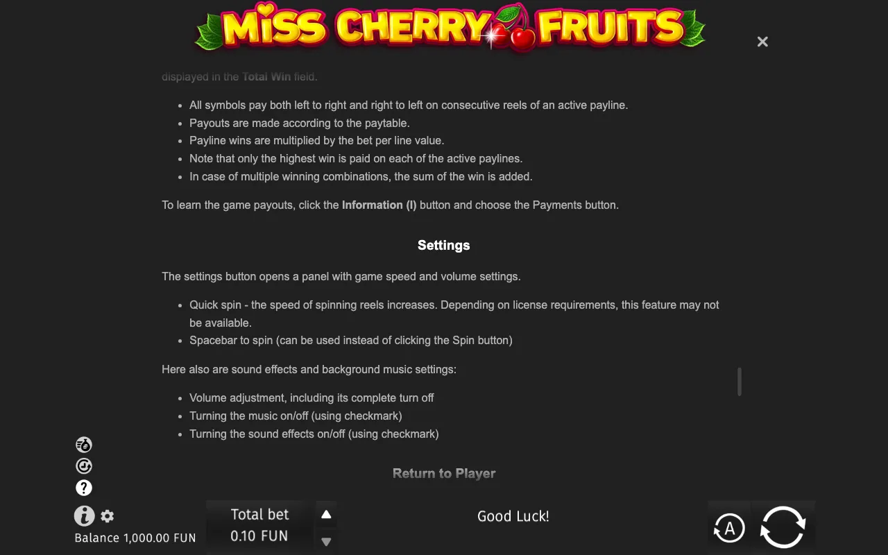Game rules, page 8 — Miss Cherry Fruits