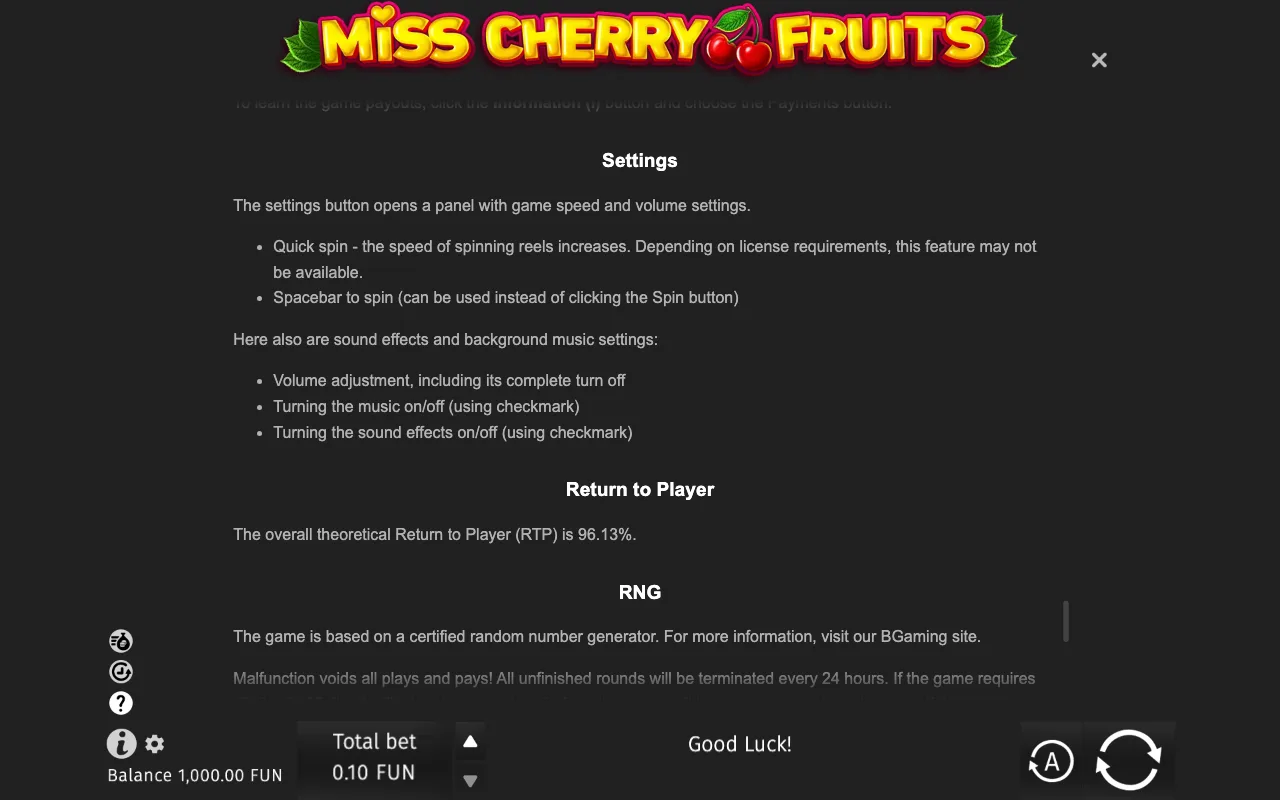 Game rules, page 9 — Miss Cherry Fruits