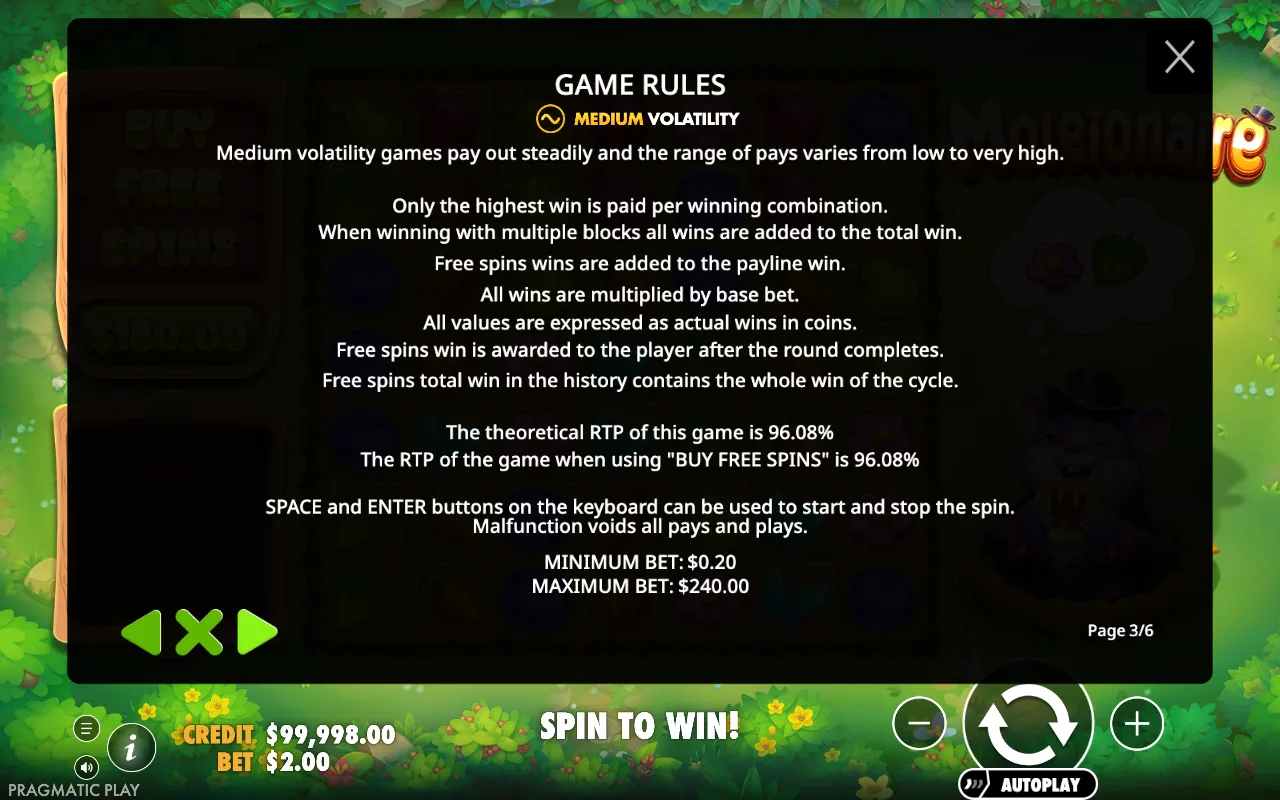 Game rules — Moleionaire