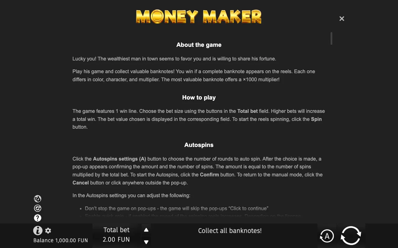 Game rules, page 6 — Money Maker