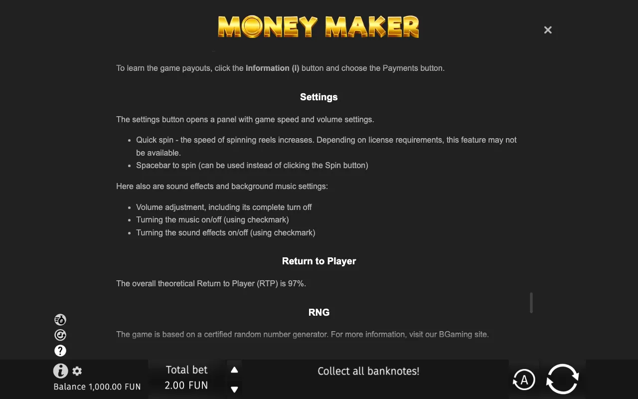 Game rules, page 9 — Money Maker