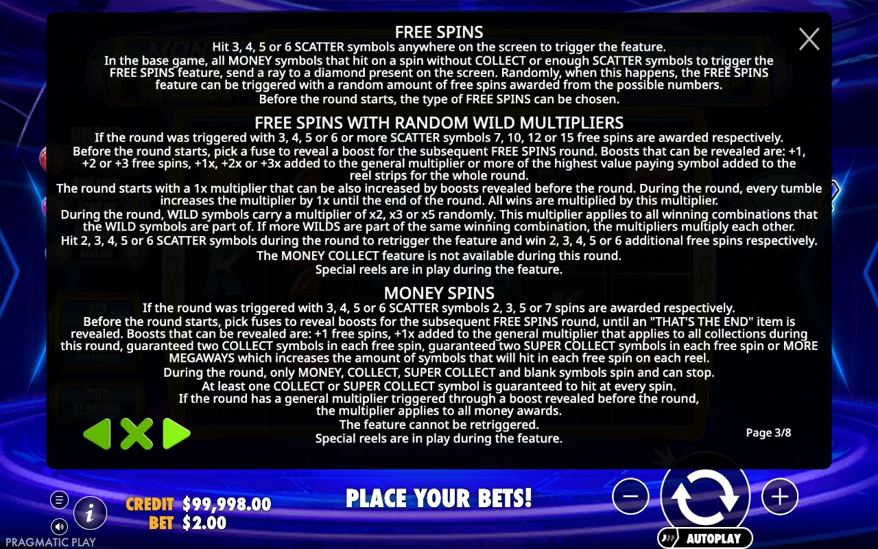 Game rules, page 3 — Money Stacks Megaways