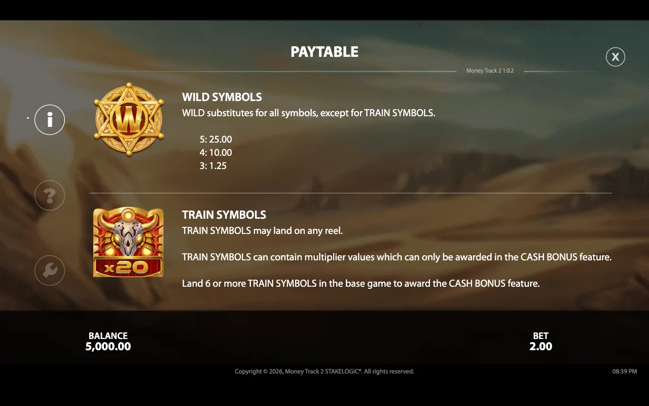 Paytable — Money Track 2