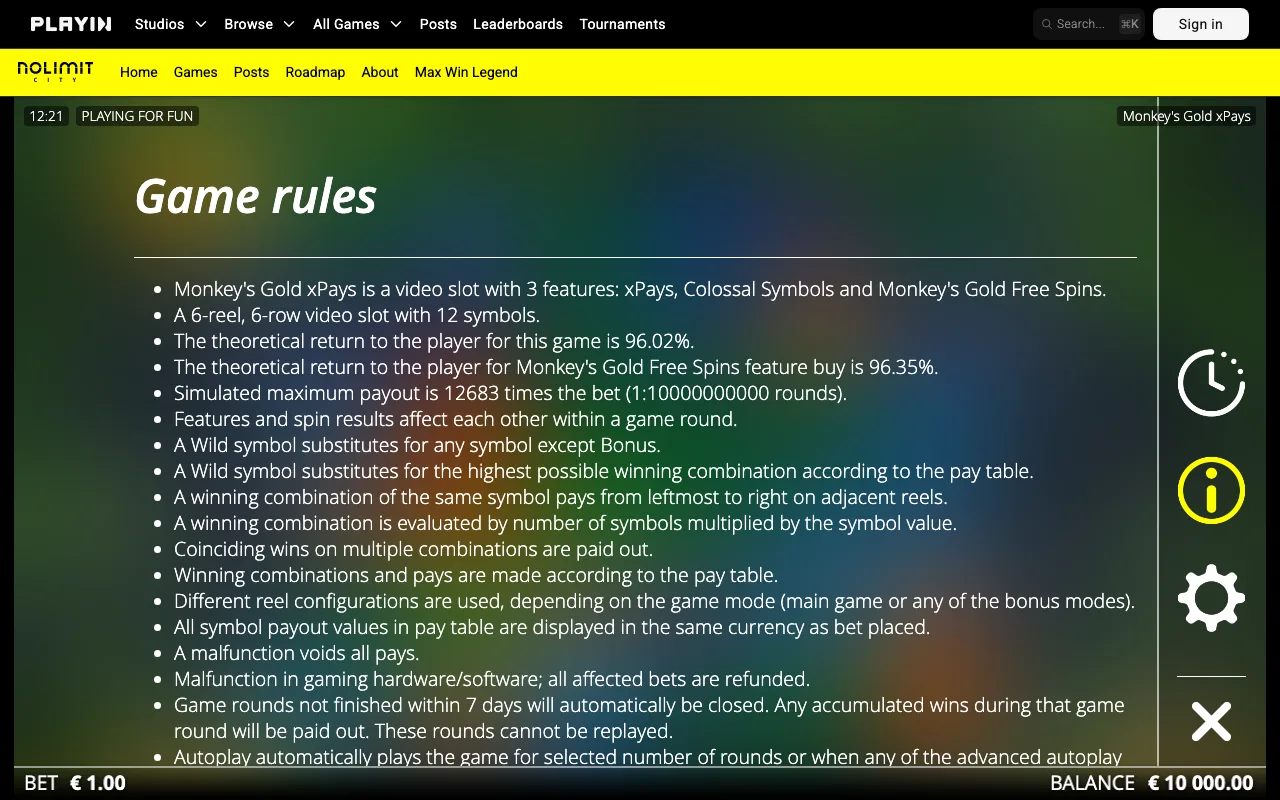 Game rules, page 1 — Monkey's Gold xPays
