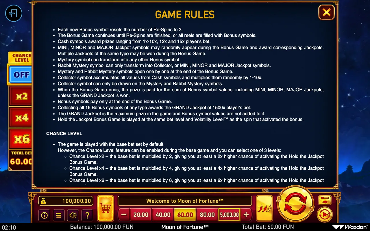 Game rules, page 11 — Moon of Fortune