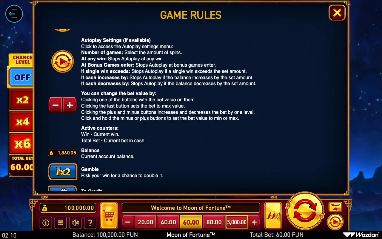 Game rules, page 13 — Moon of Fortune