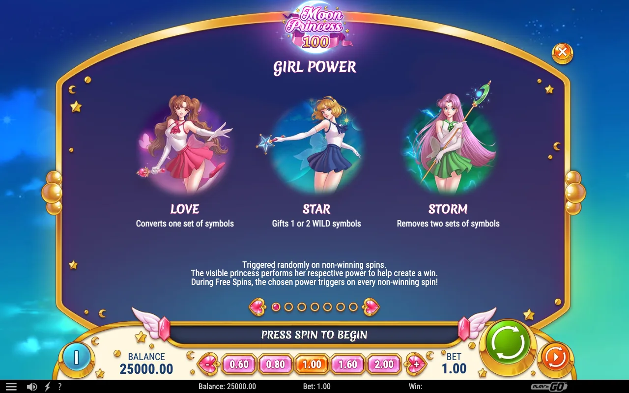 Game rules, page 3 — Moon Princess 100