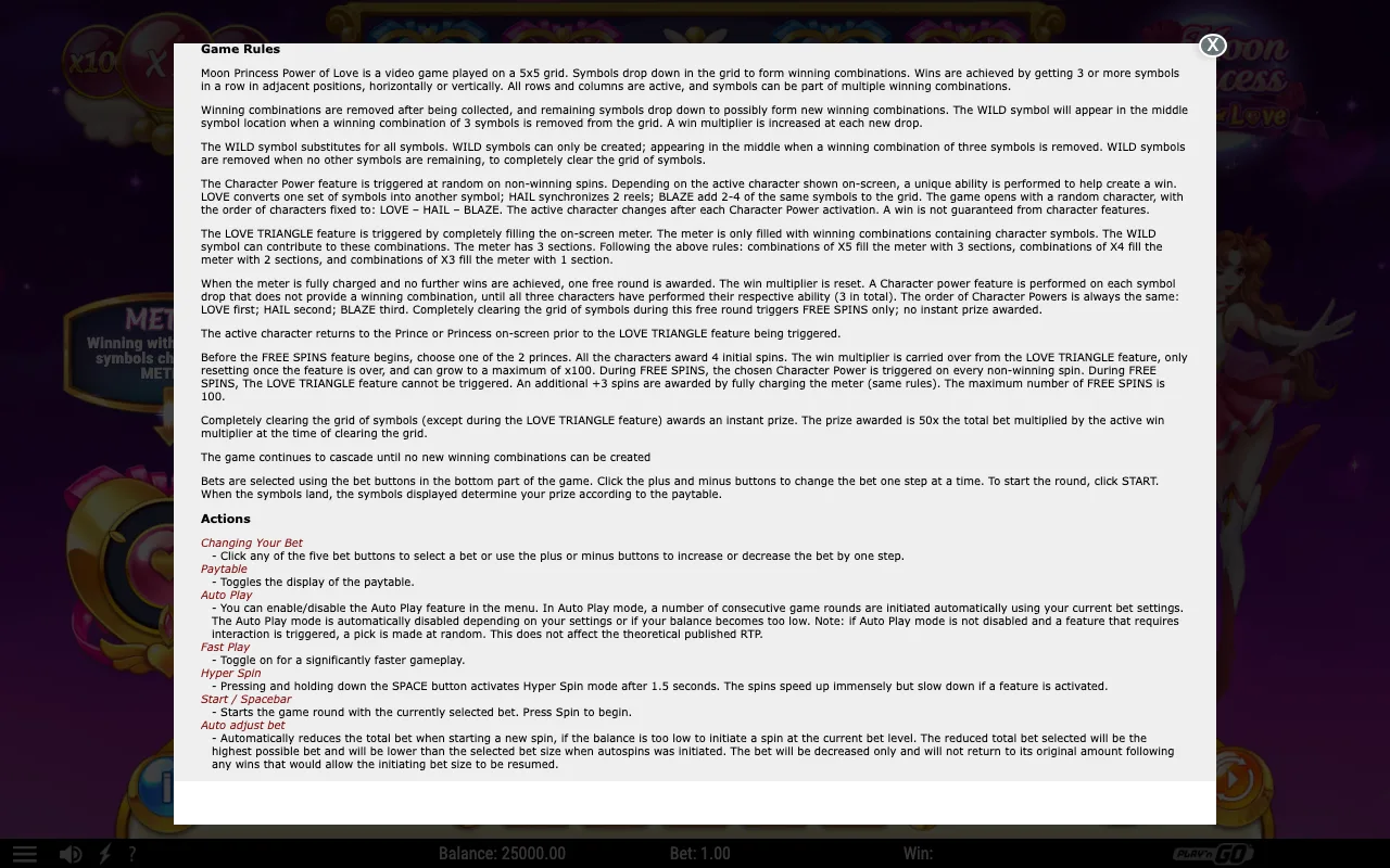 Game rules, page 2 — Moon Princess Power of Love