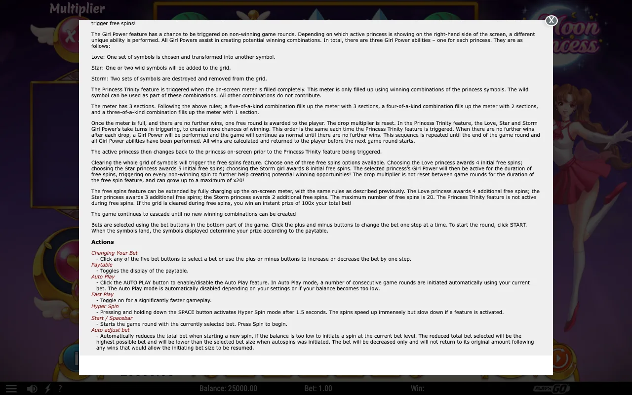Game rules, page 2 — Moon Princess