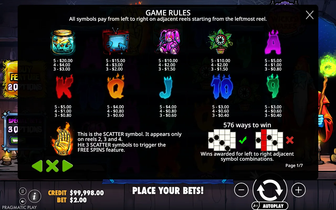 Game rules, page 1 — Mr Null's Wicked Wares
