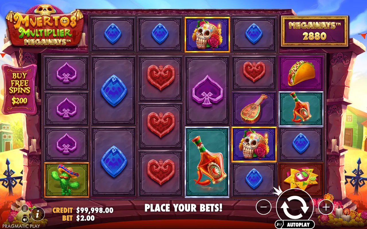 The base game — Muertos Multiplier Megaways
